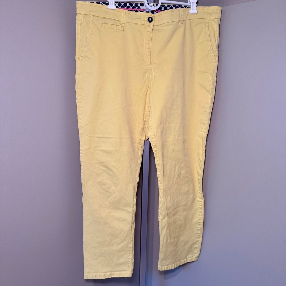 Boden Richmond 7/8 Pants Womens 14L Yellow Cotton Stretch Cropped Chino Trousers